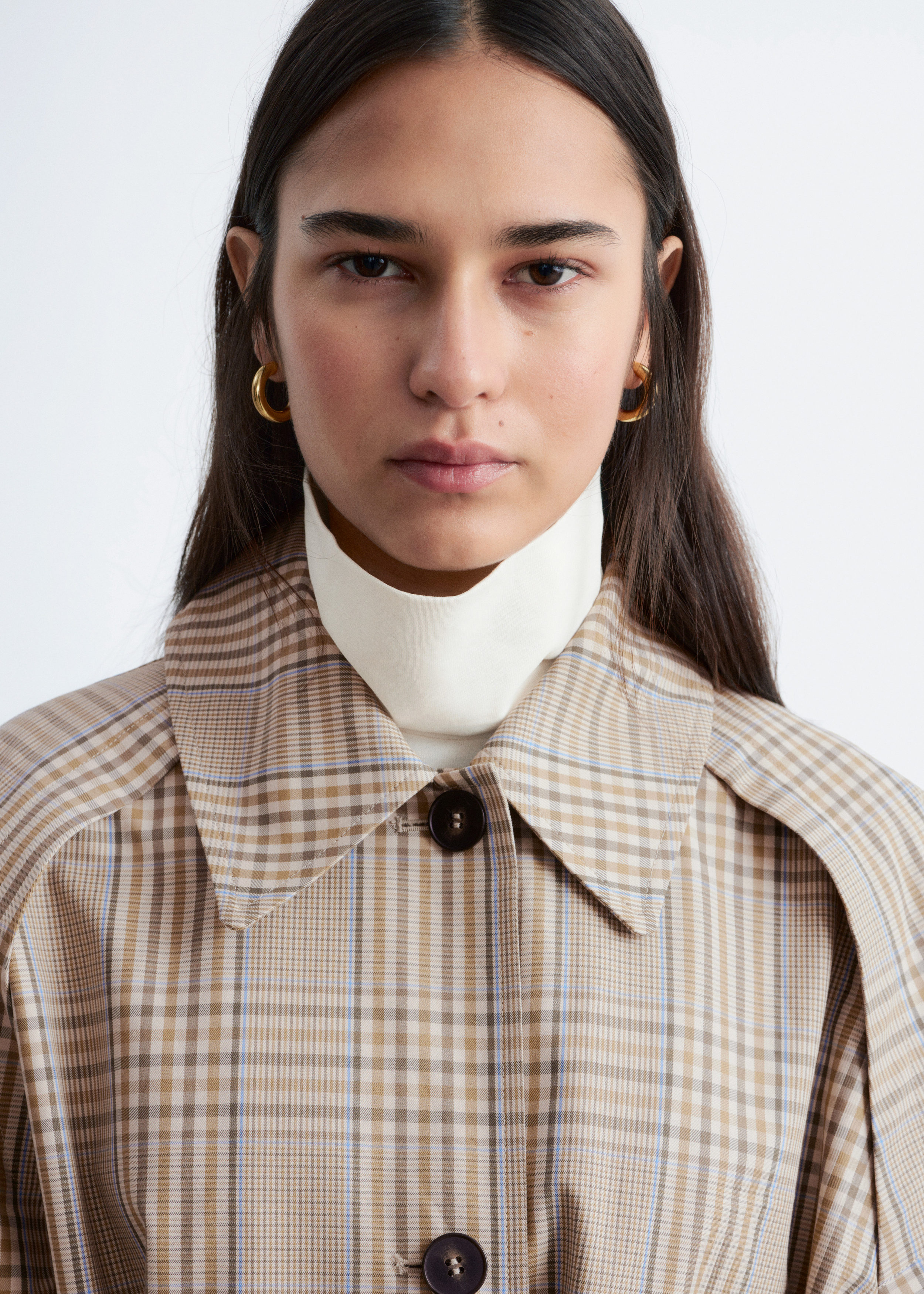 & Other Stories CHECKED BUCKLE-BELT TRENCH COAT