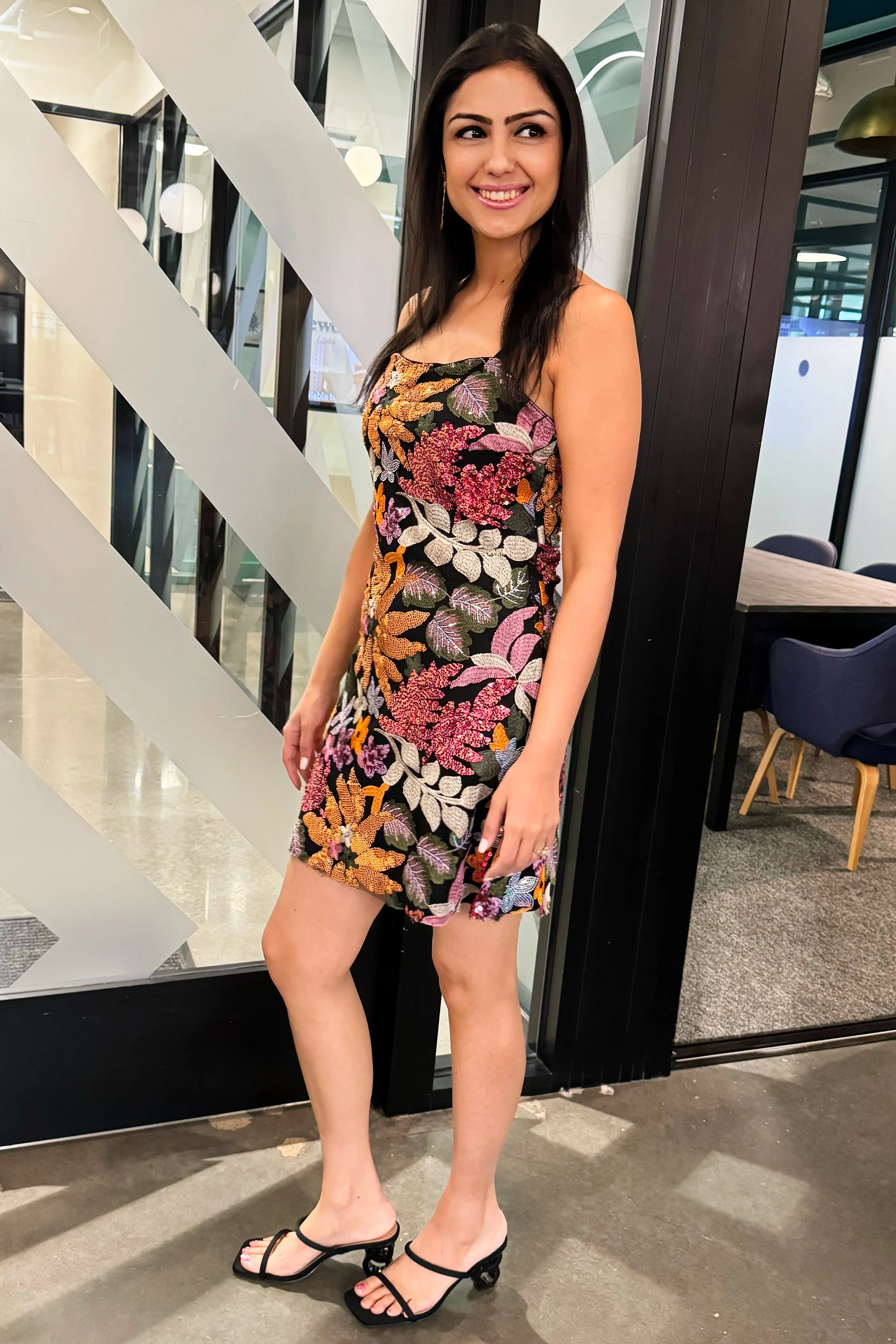 Floral Radiance Sequin Embellished Mini Dress - ALJEGJ