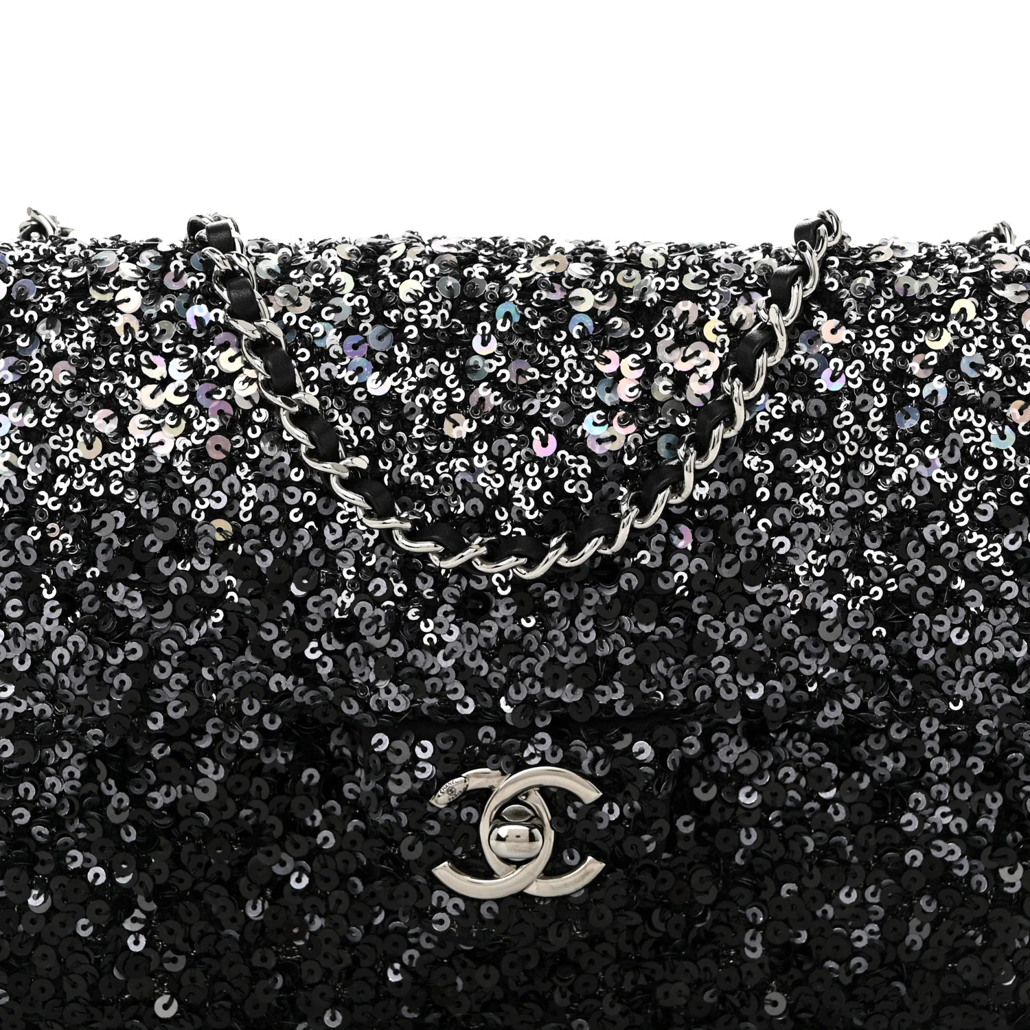 Shaded Sequins Mini Flap Black - Top Club