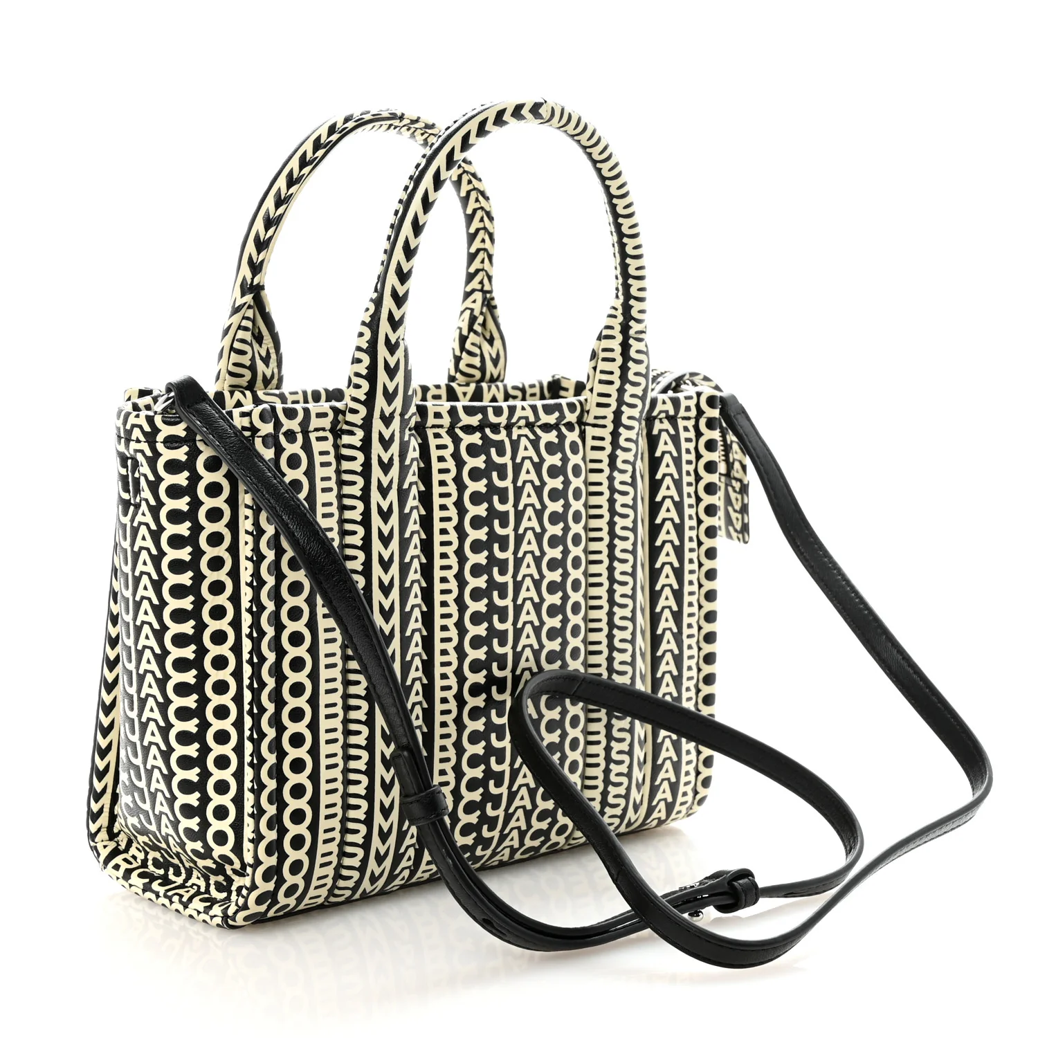 Calfskin Small The Monogram Tote Black White - Top Club