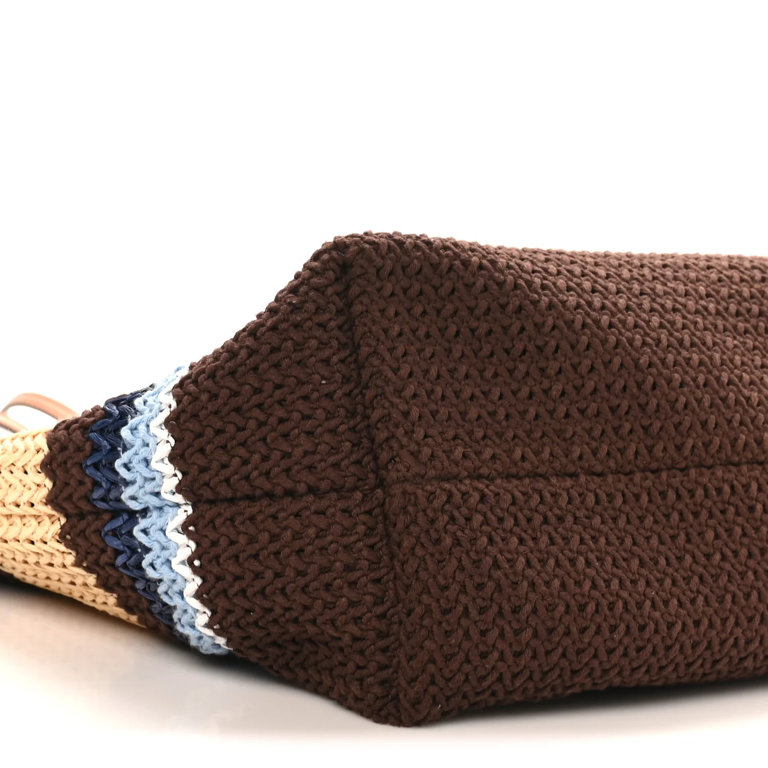 Raffia Effect Crochet Large Woven Tote Cocoa Brown Celeste Natural - Top Club