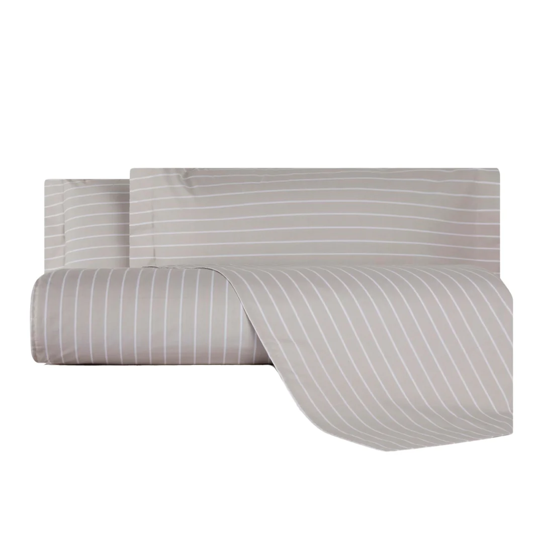 Copripiumino Con Federe In Percalle Downing 140X180 Sabbia Mirabello Luisiana