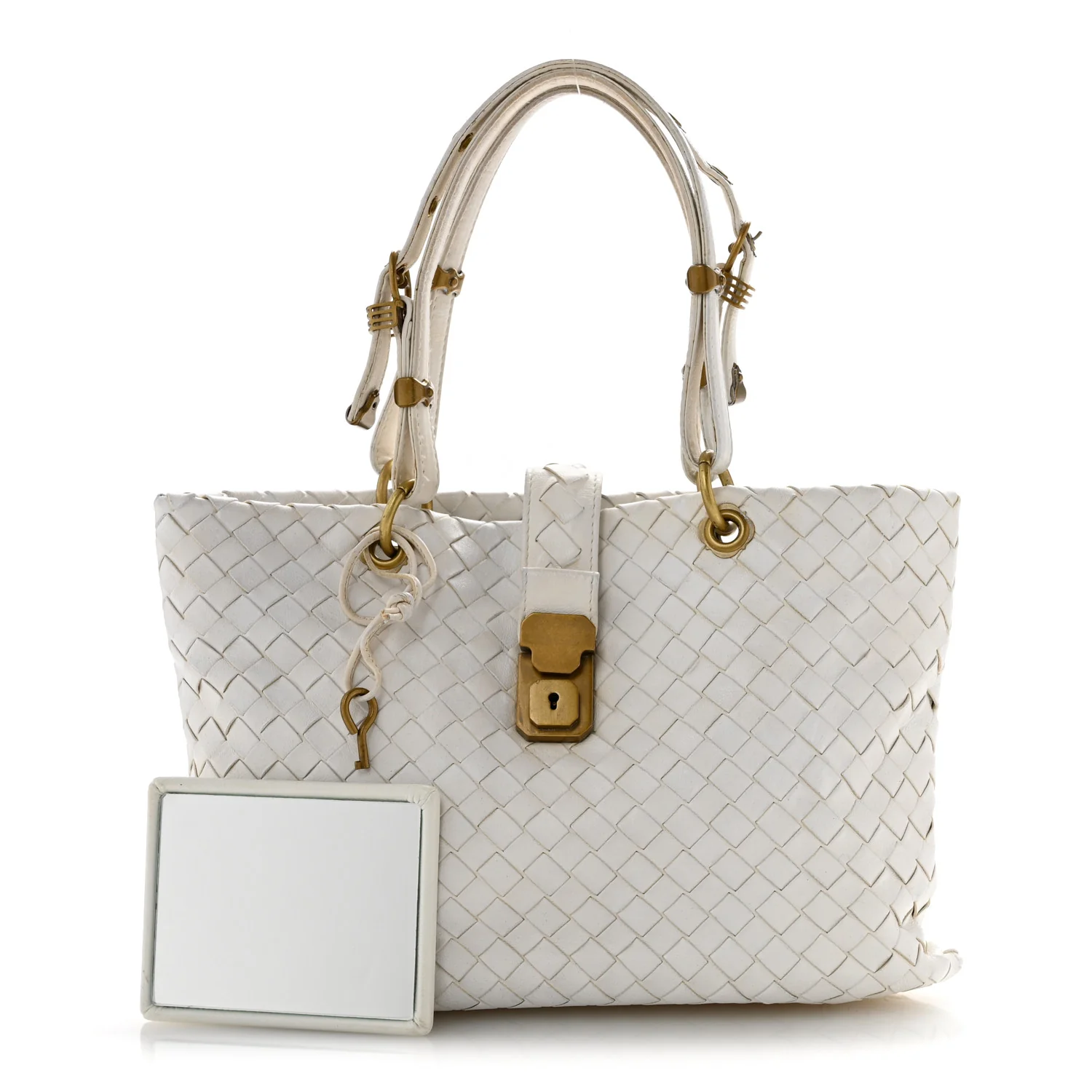 Nappa Intrecciato Small Capri Tote White - Top Club