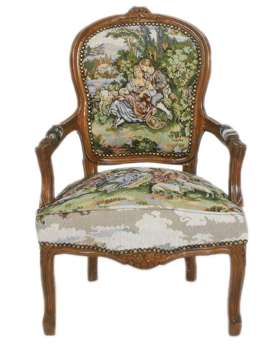 Baroque bench set tapestry / brown - 1 sofa + 2 armchairs