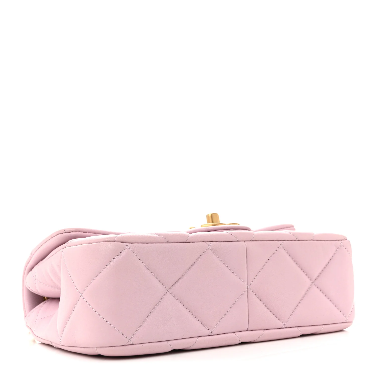 Lambskin Quilted Pearl Small Flap Light Purple - Top Club