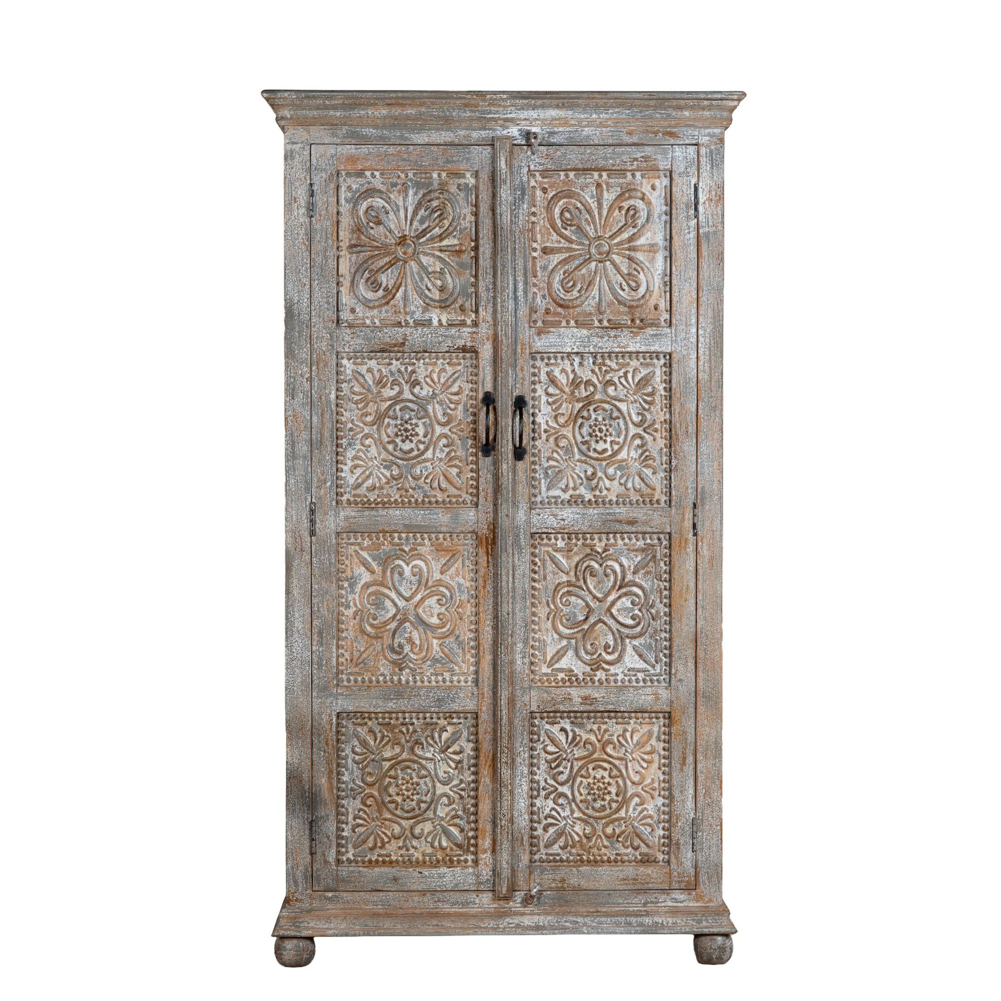 Ava - Handgesneden Mangohouten Kast Vintage