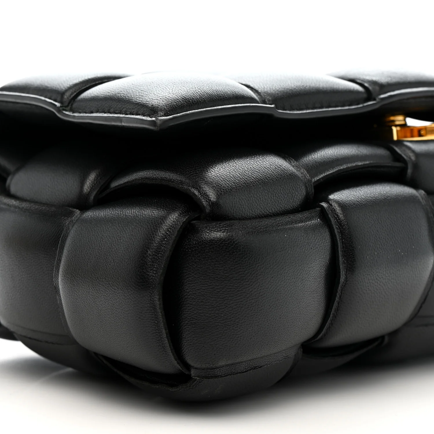 Nappa Maxi Intreccio Padded Cassette Crossbody Bag Black - Top Club