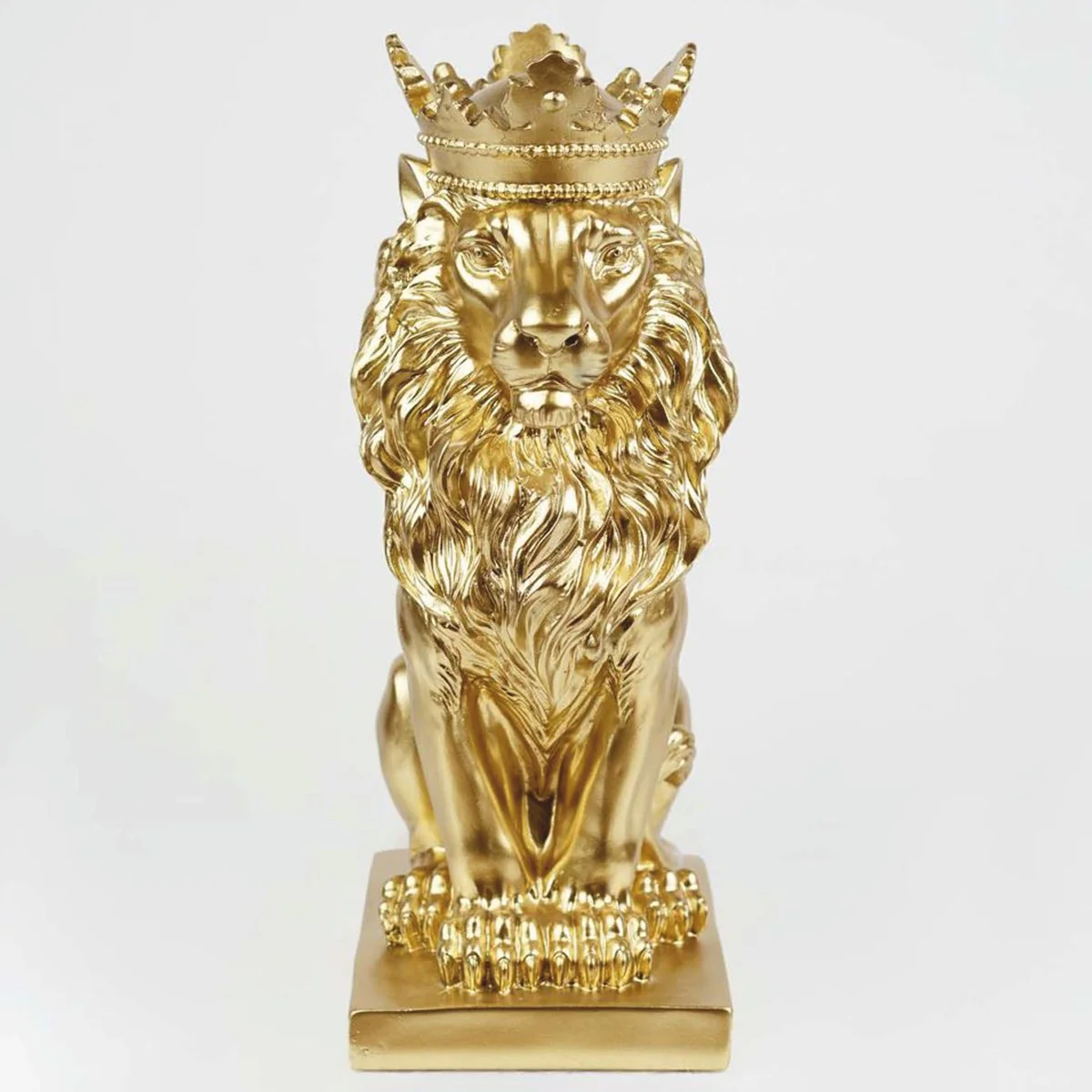Decorative figure lion with crown gold H. 35 cm - decorative sculpture