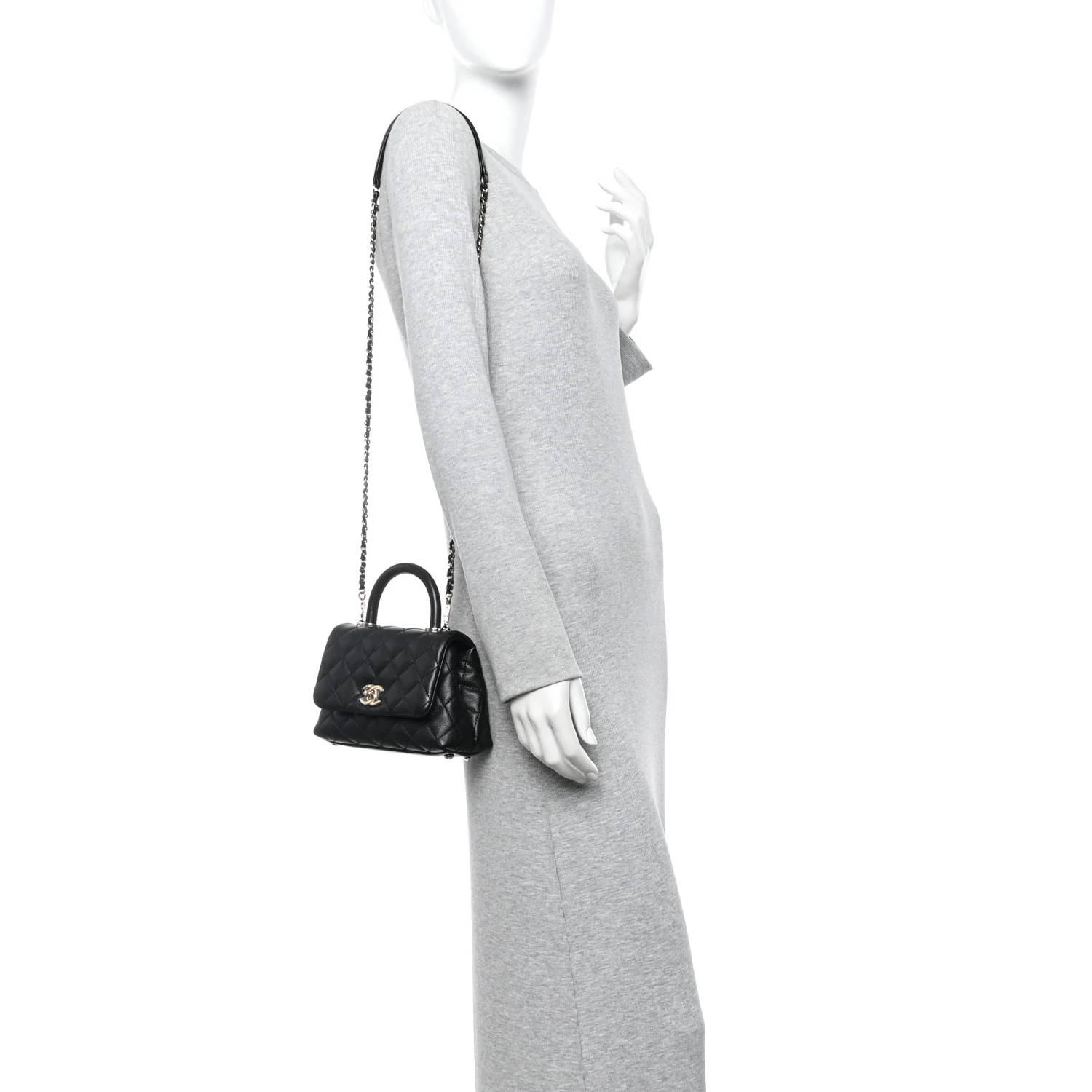 Caviar Quilted Extra Mini Coco Handle Flap Black