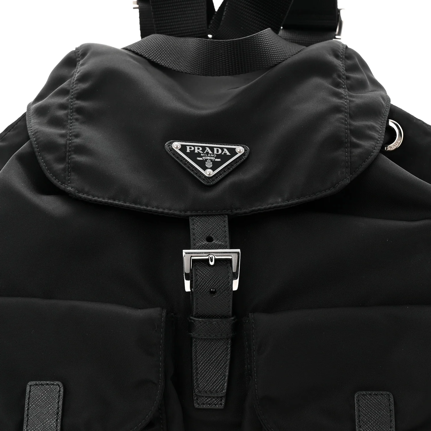 Tessuto Nylon Saffiano Medium Backpack Black - Top Club