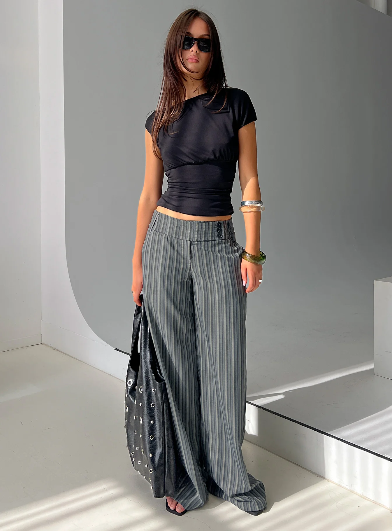 Cedars Low Rise Pant Grey Stripe