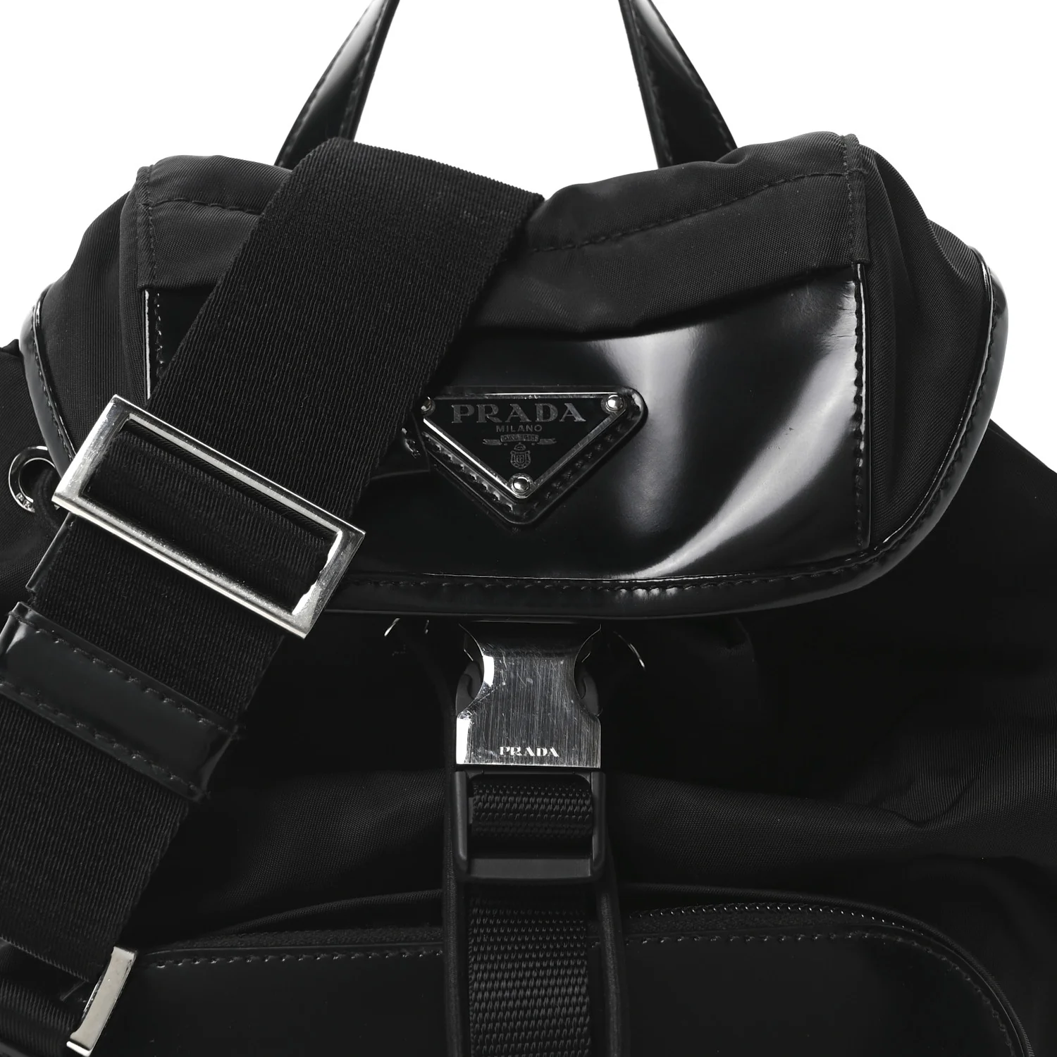 Nylon Brushed Calfskin Mini Sling Backpack  Black - Top Club