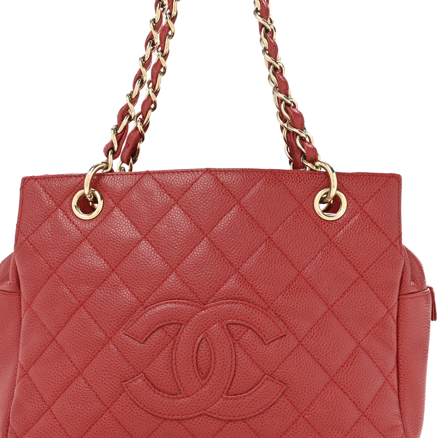 Caviar Quilted Petit Timeless Shopping Tote PTT Red - Top Club