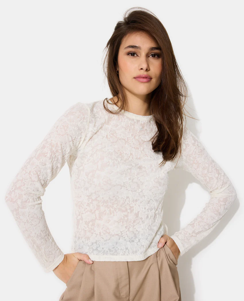 Pimkie T-shirt manches longues en jacquard effet dentelle