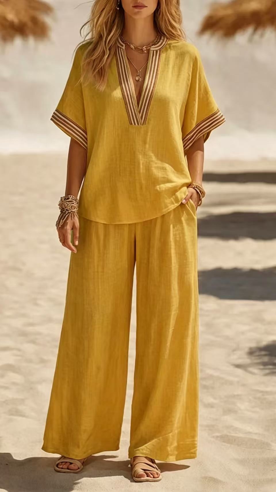 Women's Sleeveless Solid-Color Top and Wide-Leg Pants Two-Piece Set - Nordfashionstorm - Women's Clothing, Fashion for You - Nordfashionstorm.com