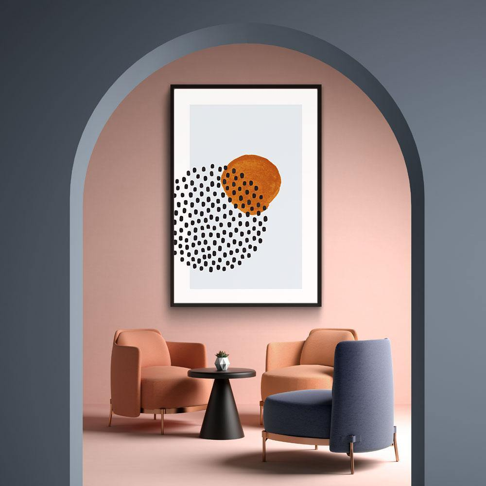 Walljar poster ingelijst - Circle Dots Poster ingelijst - 70 x 100 cm
