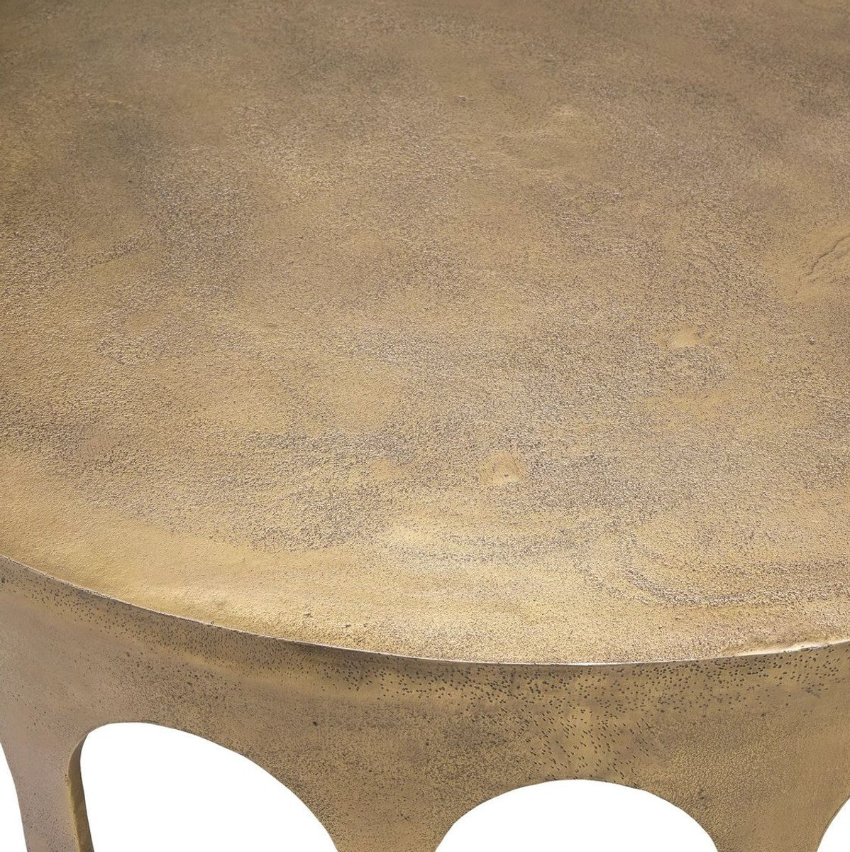 Luxury coffee table vintage brass Ø 97.5 x H. 30 cm - Round aluminum living room table - Aluminum furniture - Living room furniture - Luxury furniture - Luxury living room furnishings