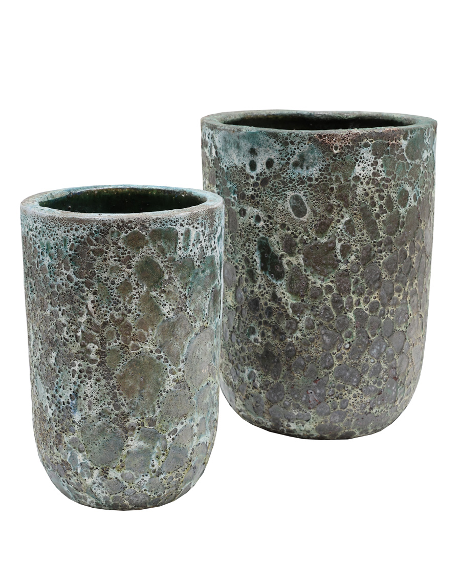 Plantenpot Fuji relic jade Ø36/26 x H45/35 cm - set van 2