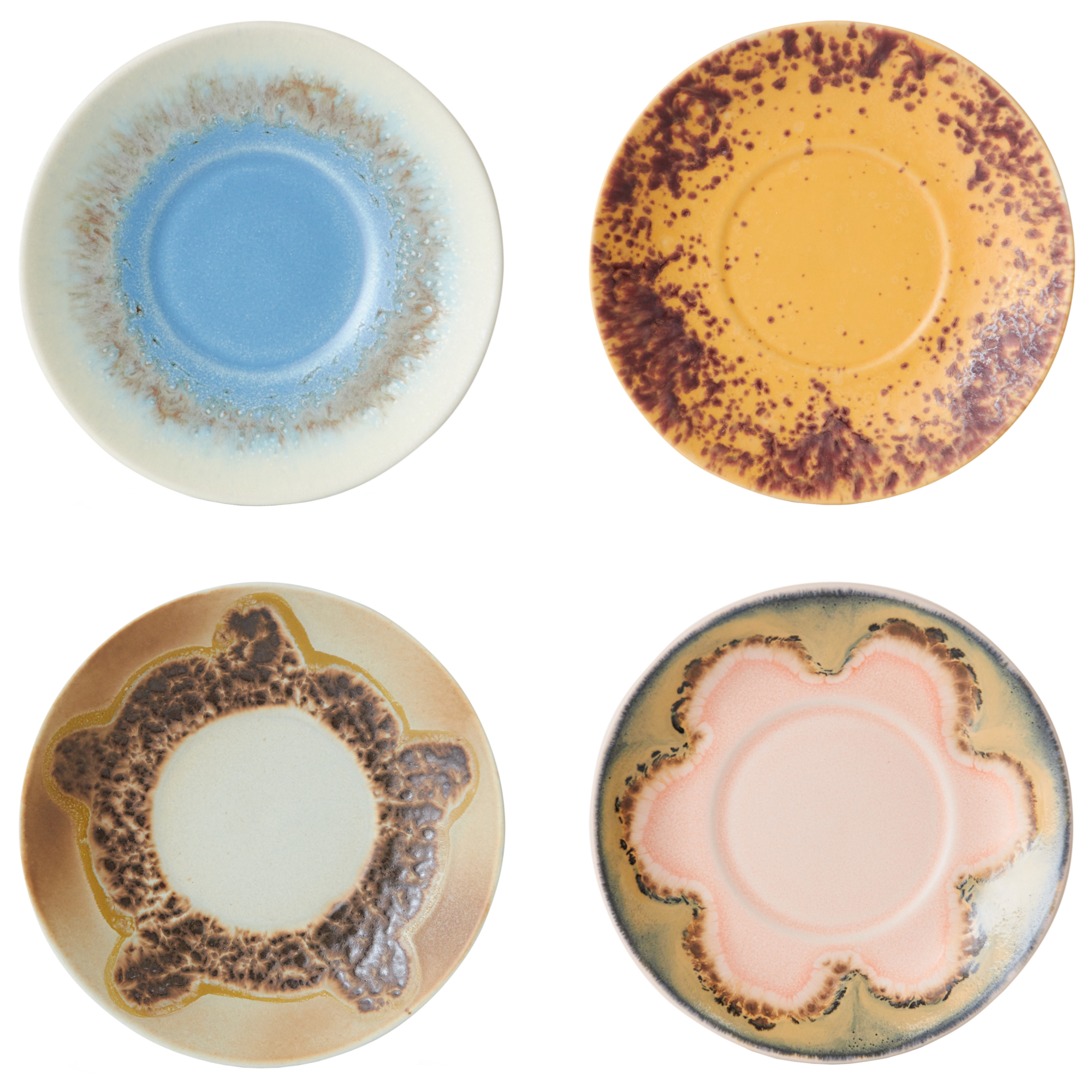 Servies 70s ceramics saucers ocean - set van 4