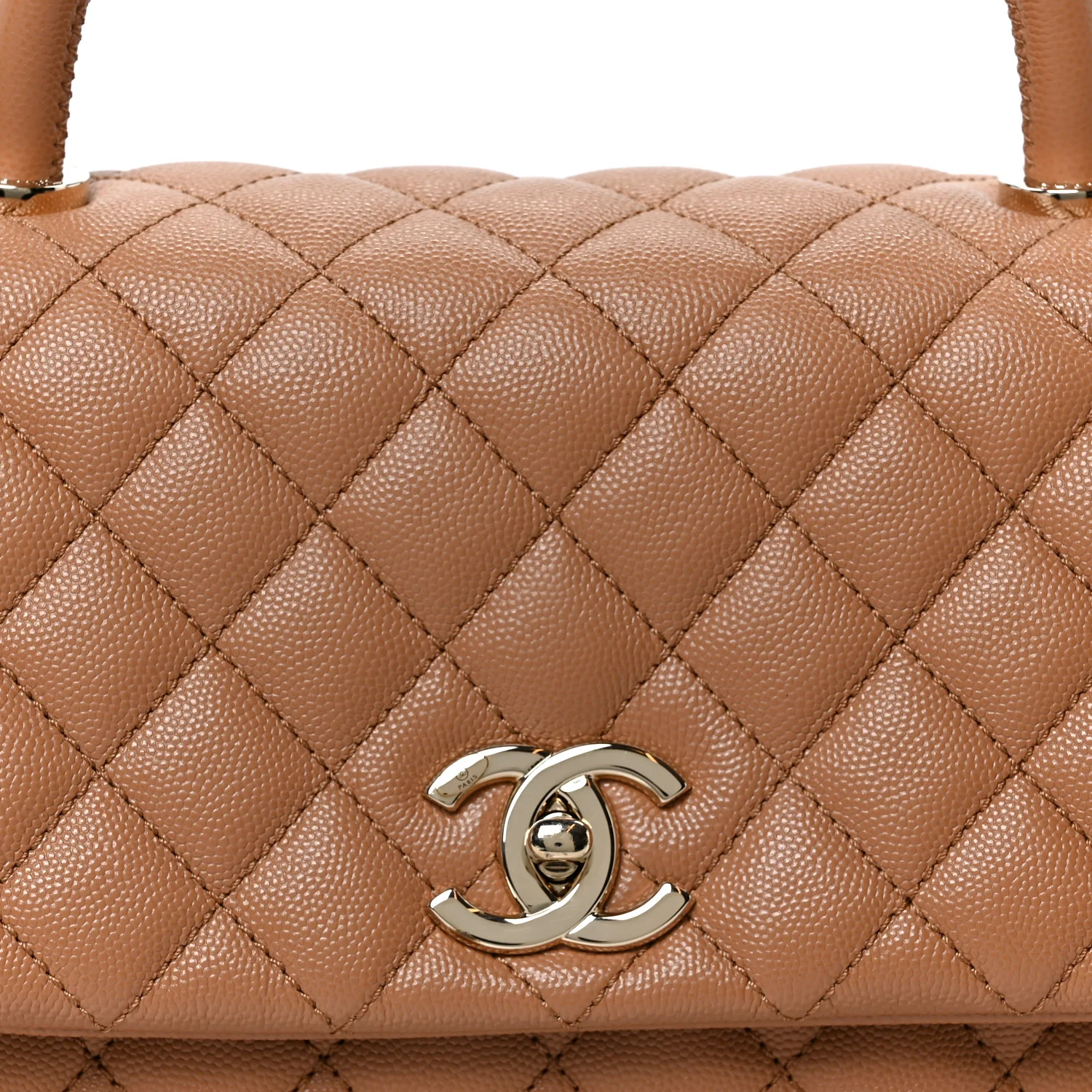 Caviar Quilted Small Coco Handle Flap Brown - Top Club