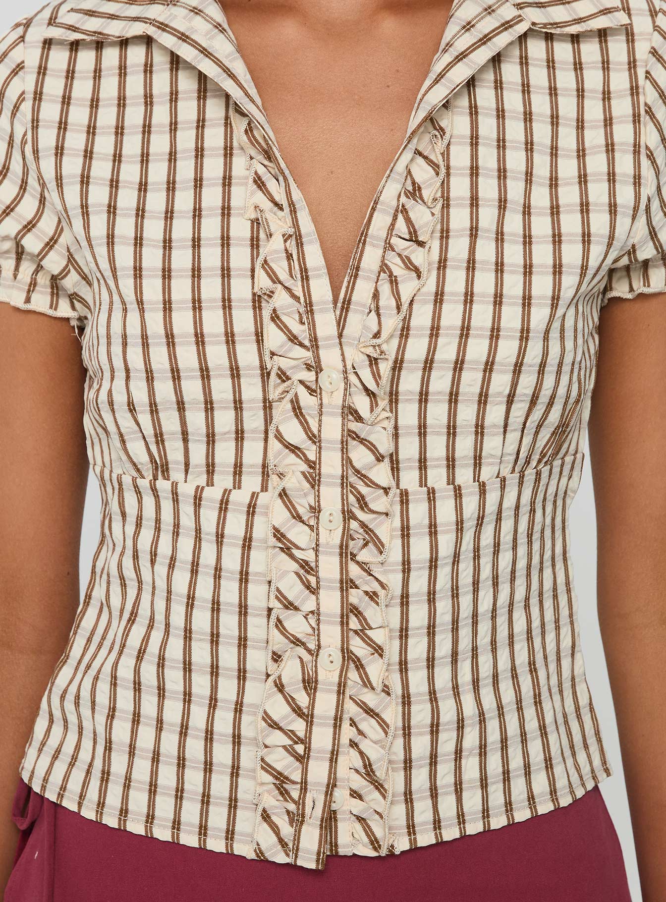 Arla Blouse Brown Check