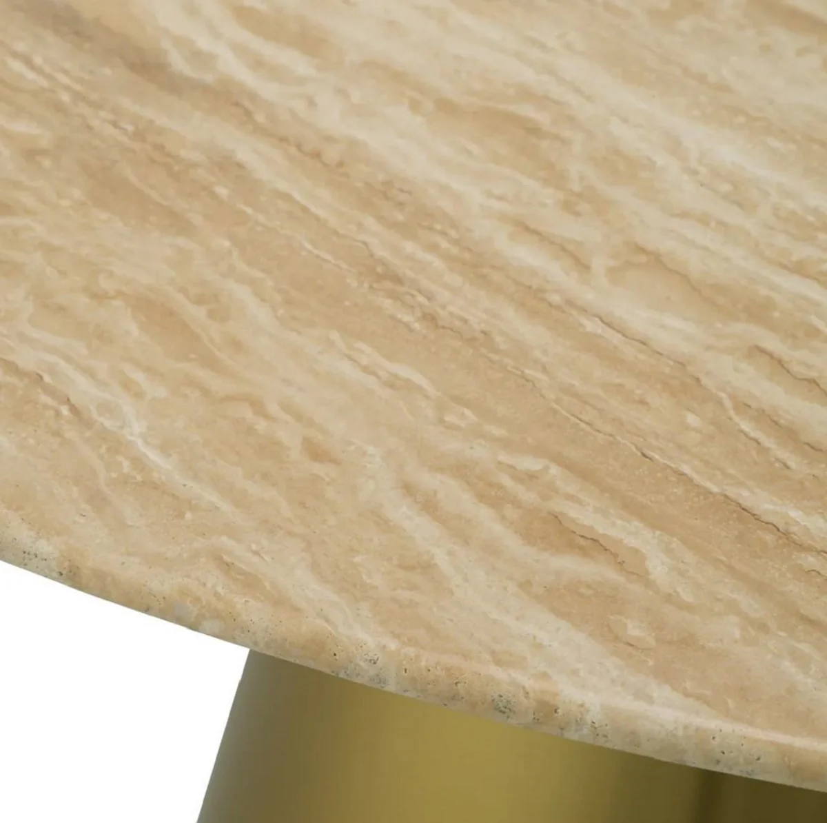 Luxury dining table beige / brass Ø 120 cm - Luxury dining room furniture