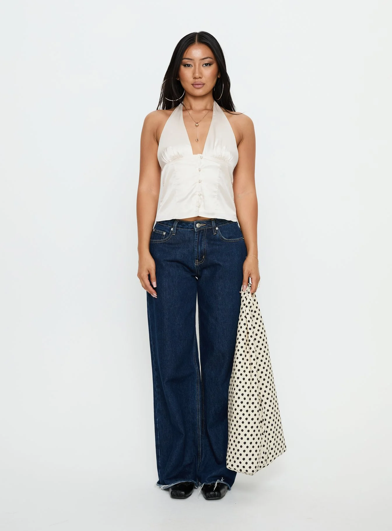 Isolda Satin Halter Top Cream