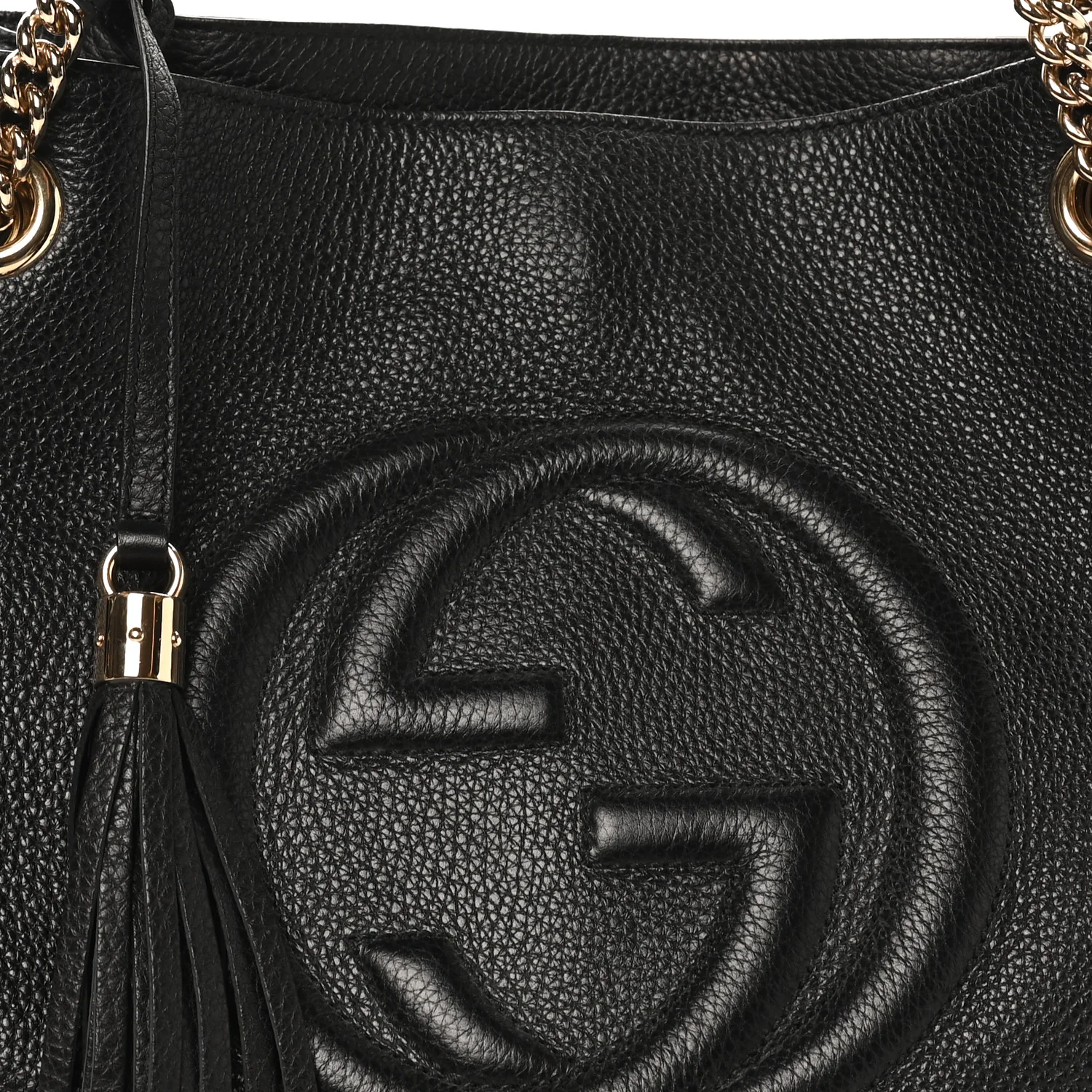 Pebbled Calfskin Medium Soho Chain Shoulder Bag Black - Top Club