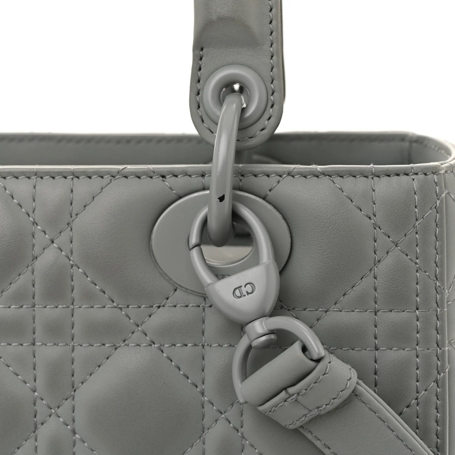 Ultra Matte Calfskin Cannage Medium Lady Dior Grey Stone - Top Club