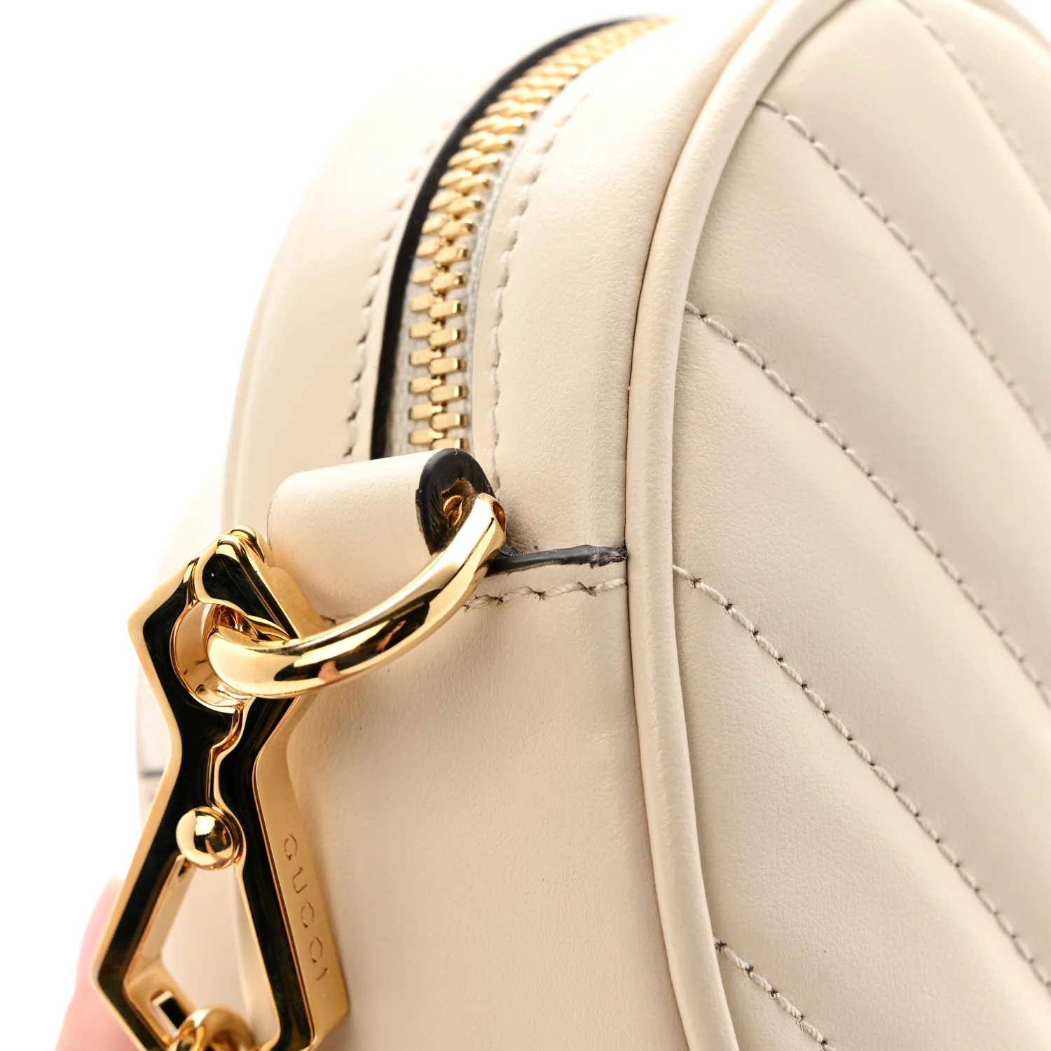 Calfskin Matelasse Diagonal Mini Interlocking G Heart Shoulder Bag Mystic White - Top Club