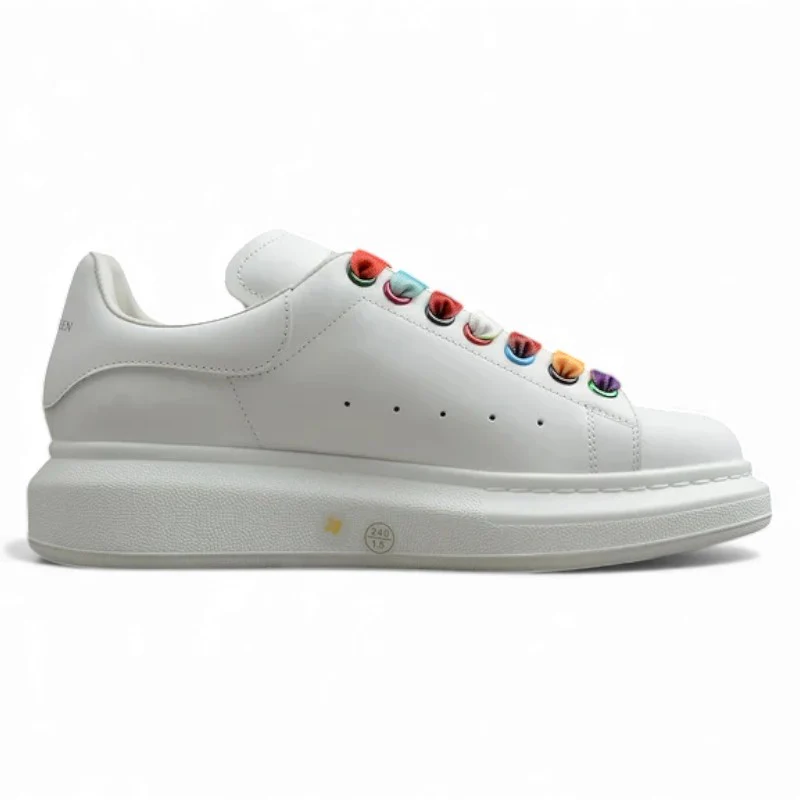Alexander McQueen Oversized Sneakers – White with Rainbow Eyelets - Sneaker Replica Workshop