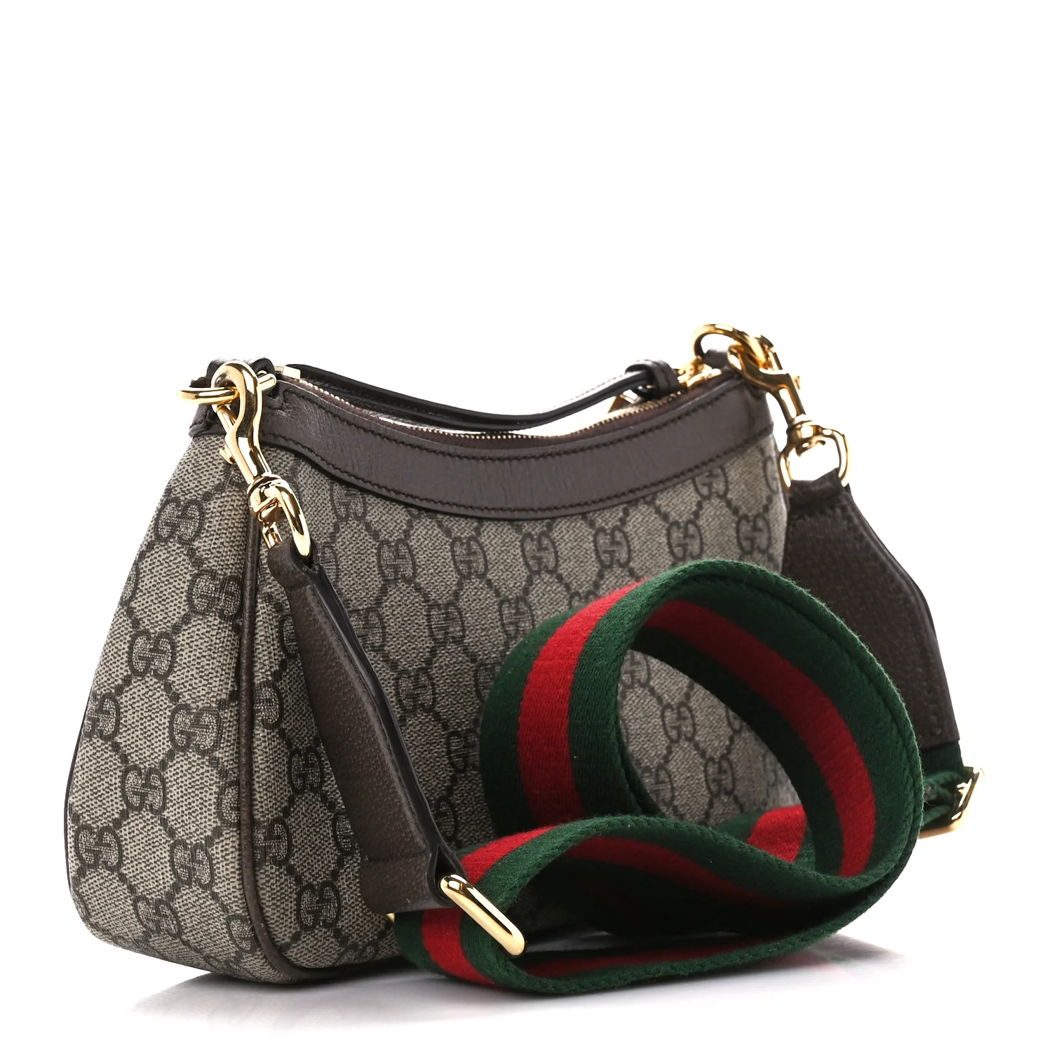 GG Supreme Monogram Textured Dollar Calfskin Web Small Ophidia GG Handbag Beige Ebony New Acero - Top Club