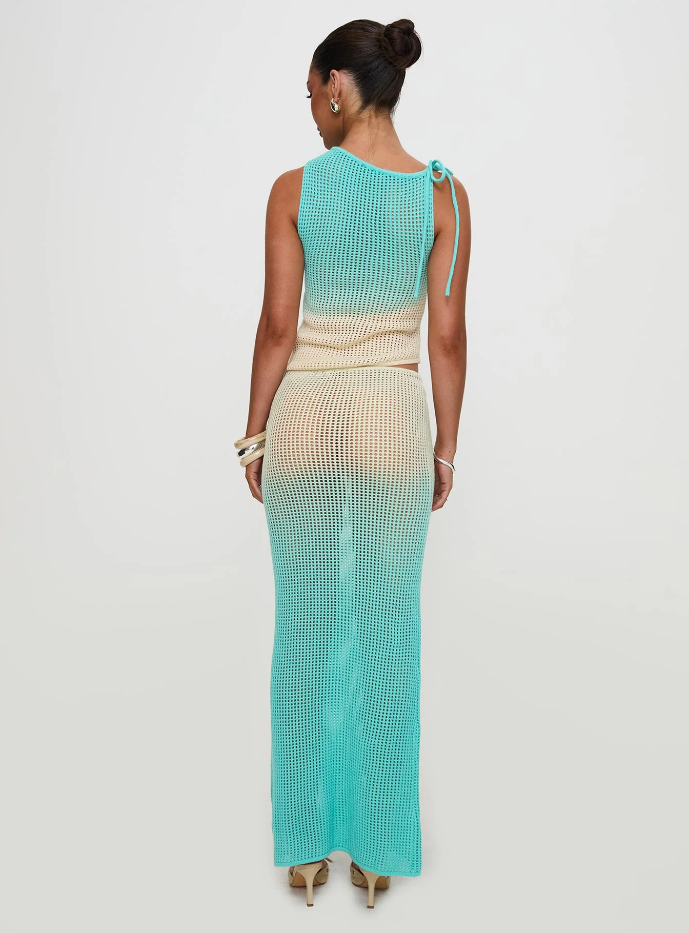 Auralia Knit Maxi Skirt Blue / Cream