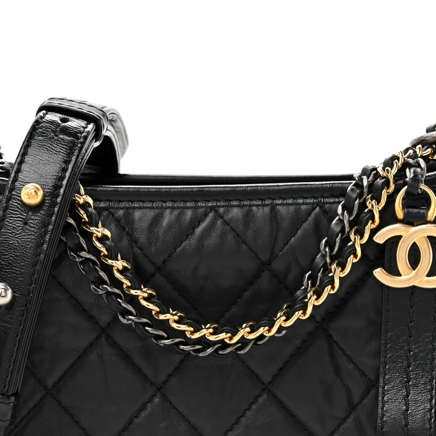 Aged Calfskin Quilted Small Gabrielle Hobo Black - Top Club