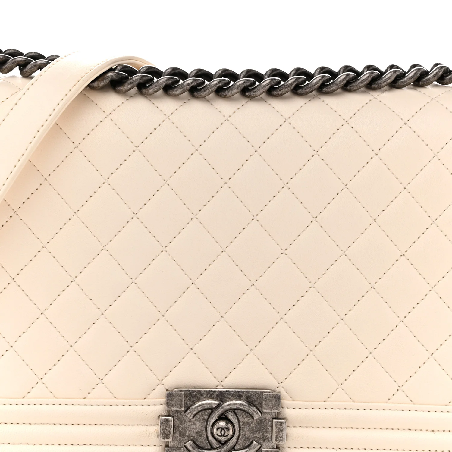 Calfskin Quilted New Medium Boy Flap White - Top Club