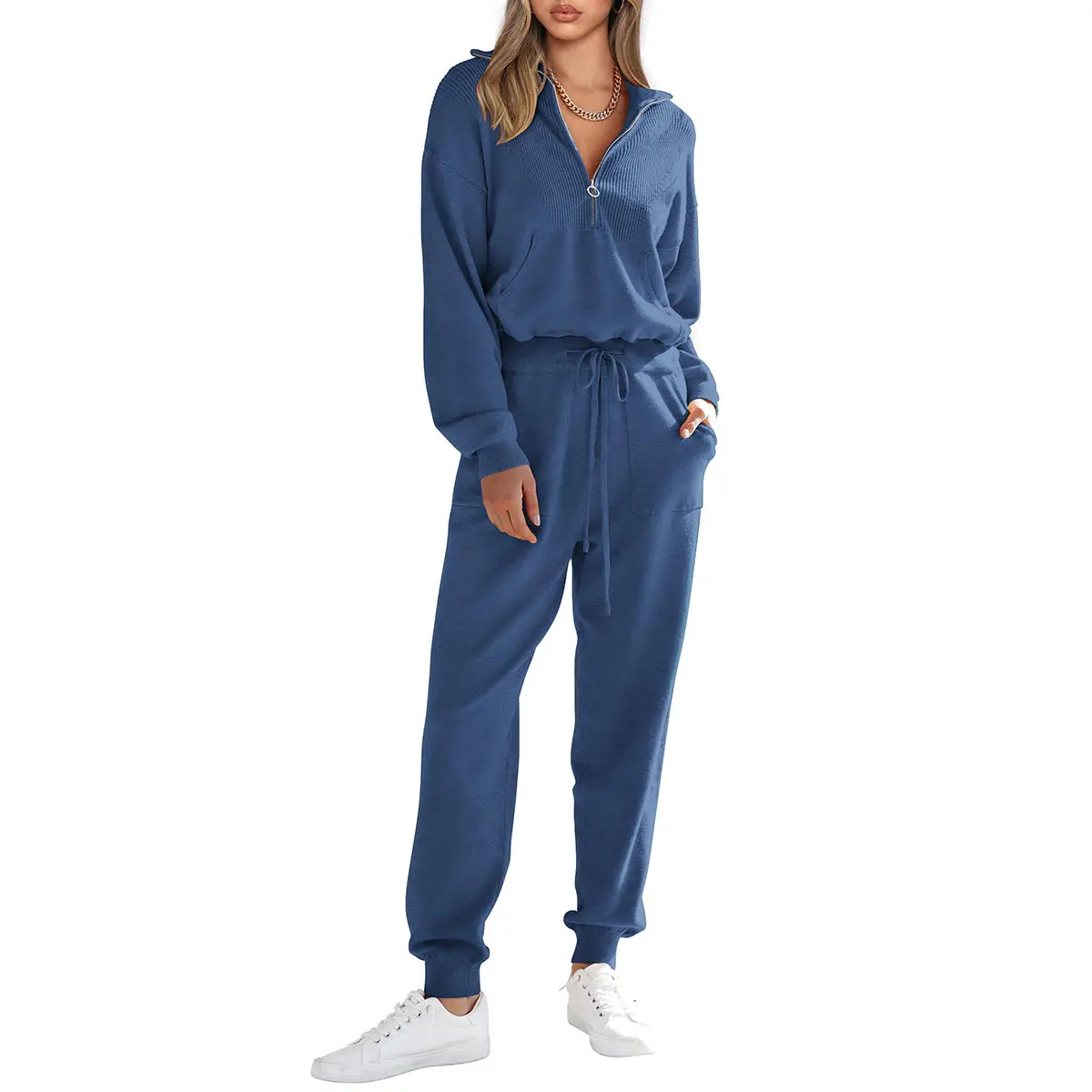 PrettyGarden Women's 2-Piece Sweater Set Pullover Zip Up Sweatshirt Jogger Sweatpants Tracksuit Casual Outfit