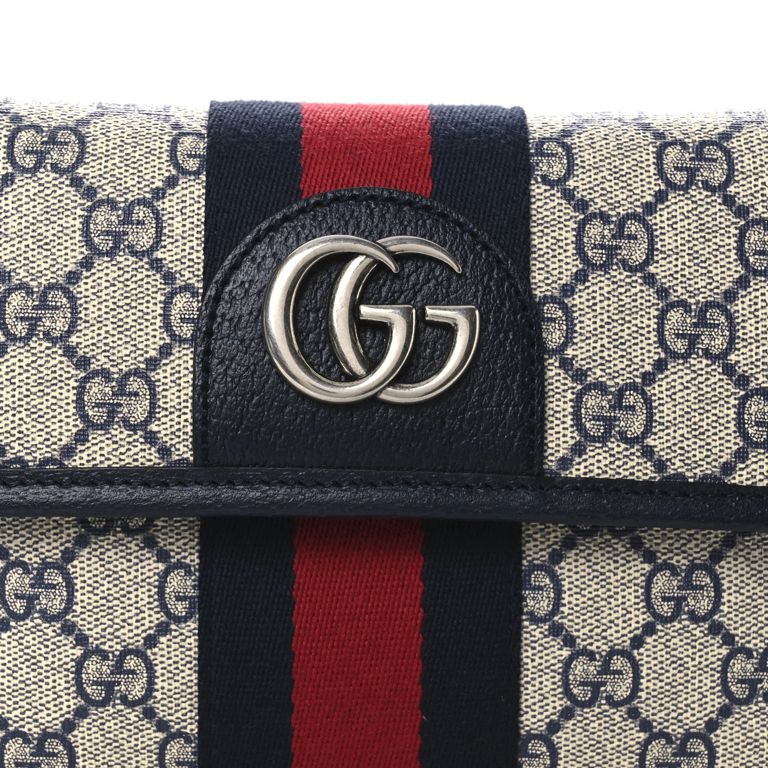 GG Supreme Monogram Web Small Ophidia Belt Bag 80 32 Beige Navy - Top Club