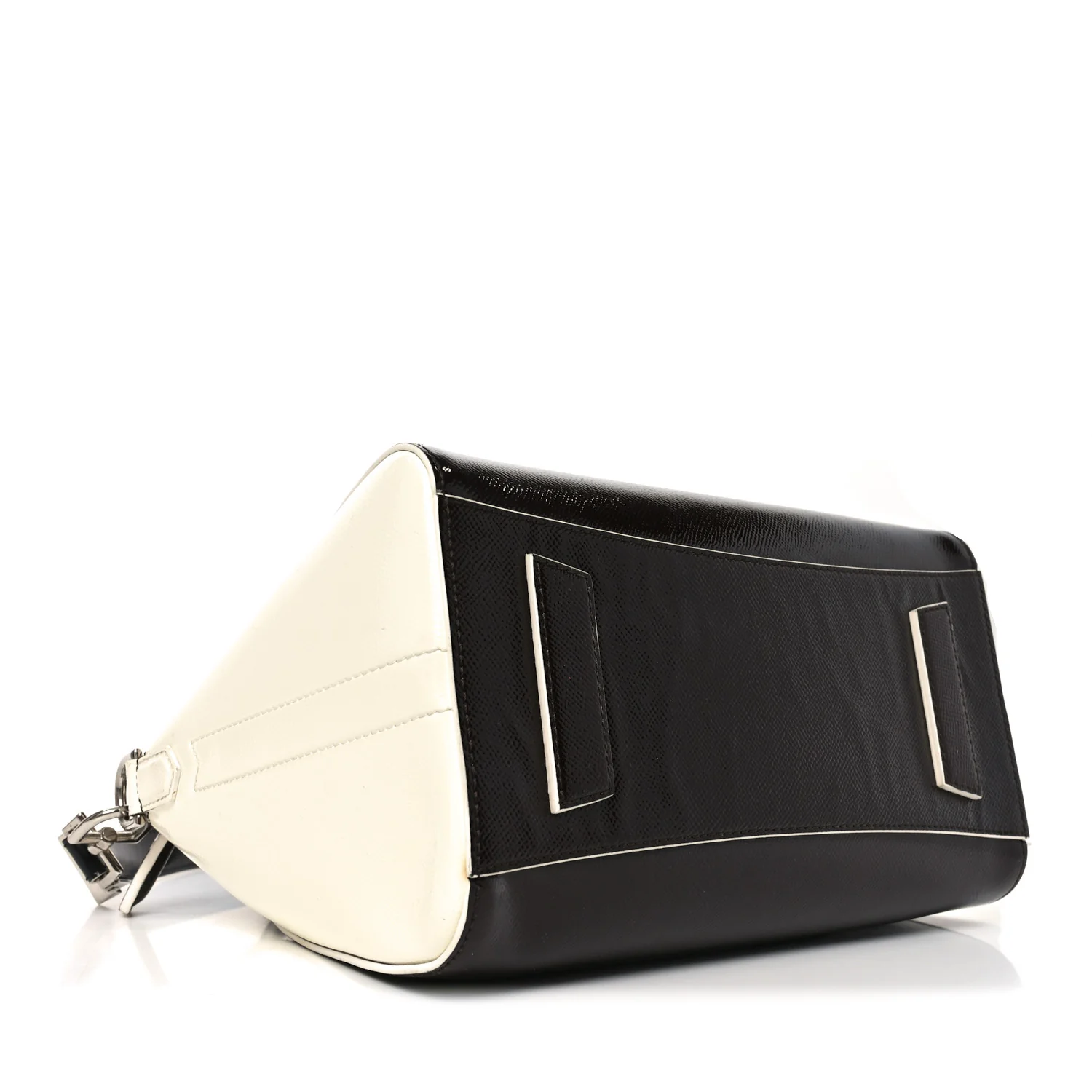 Textured Patent Calfskin Small Tri-Color Antigona Black White Brown - Top Club