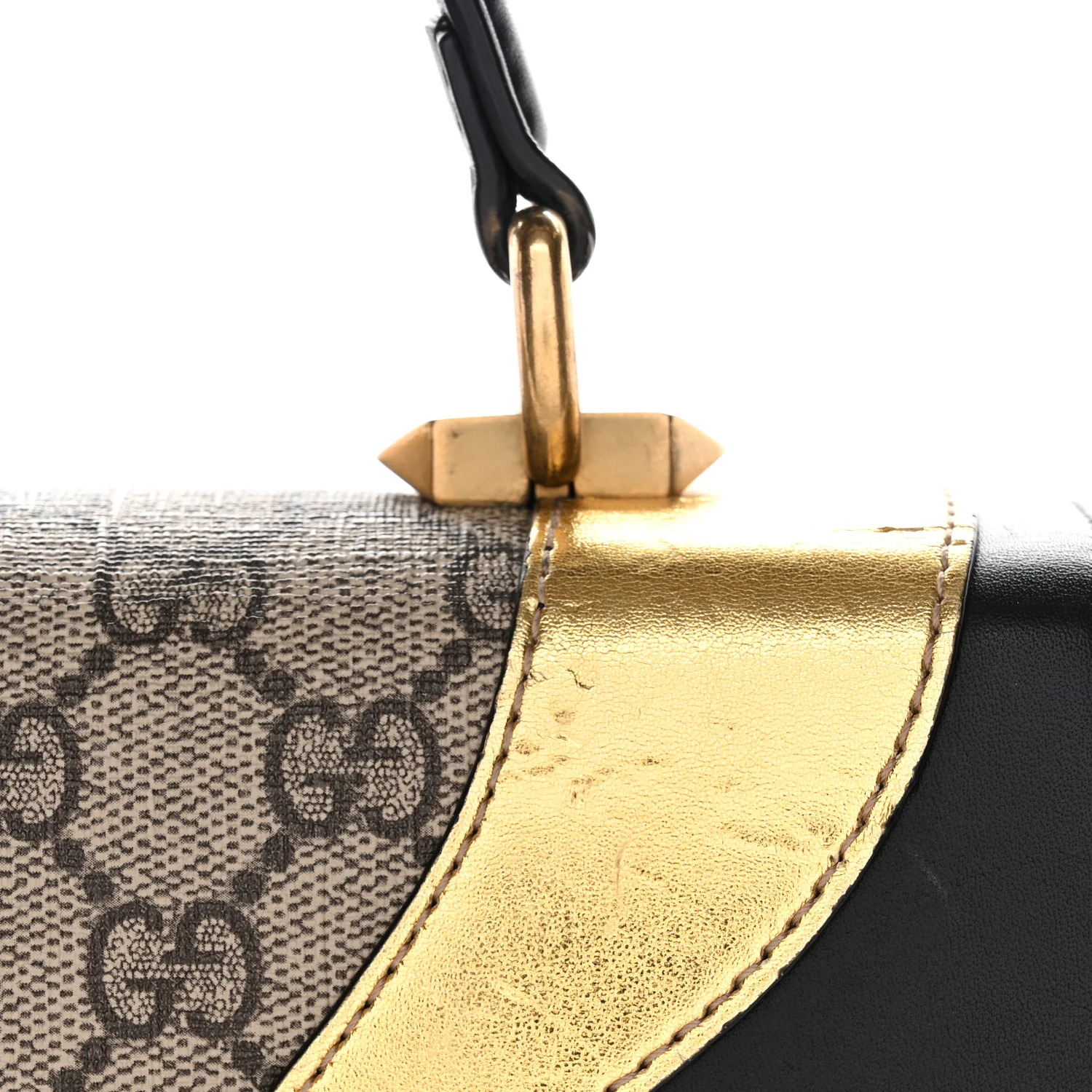 GG Supreme Monogram Small Osiride Top Handle Bag Black Gold - Top Club