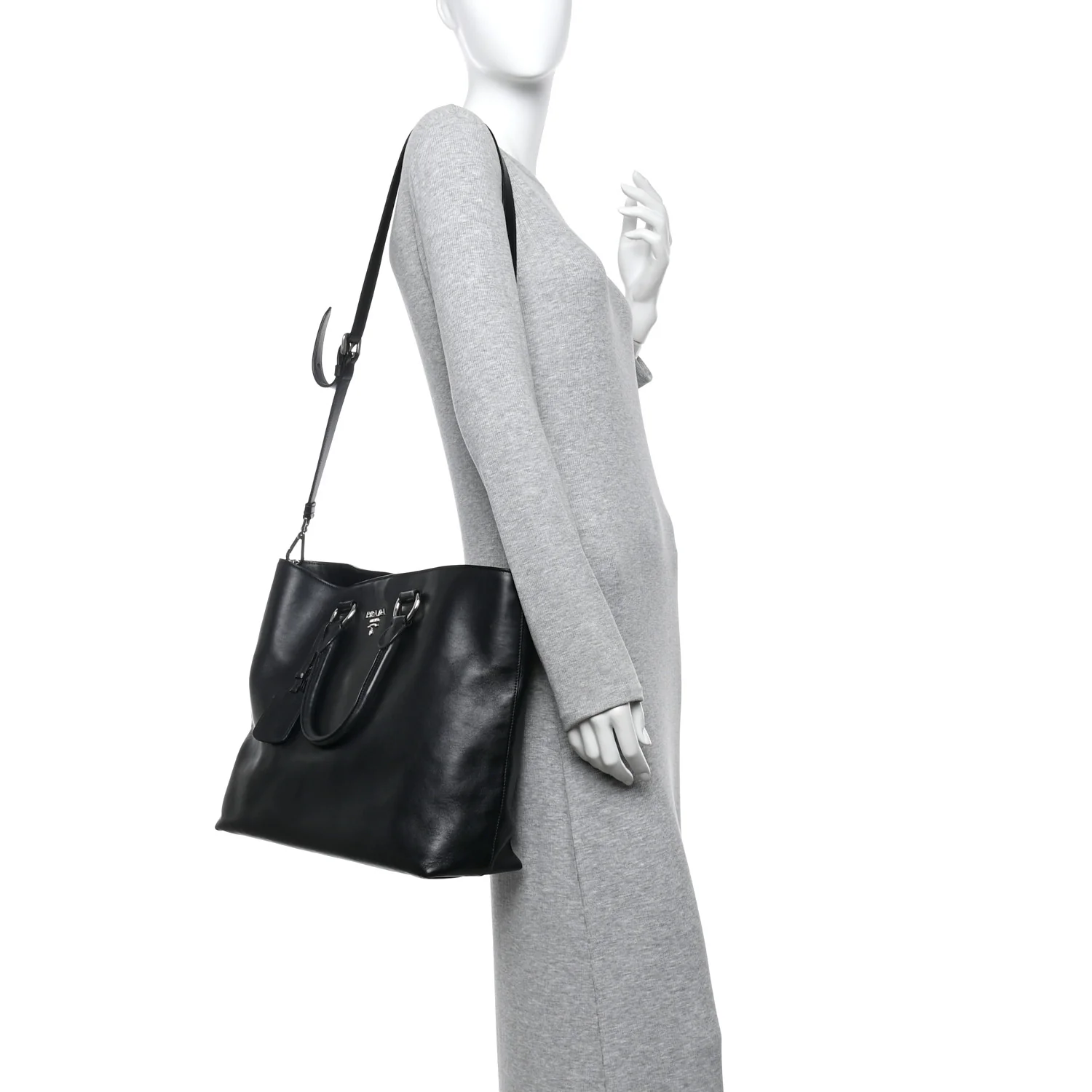 Soft Calf Shopping Tote Black