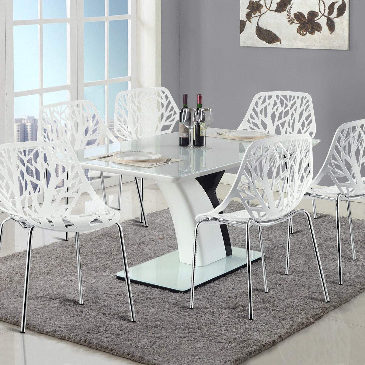 BEFOUNDLOVELY Set of 6 Modern Stackable Dining Chairs with Plastic Feet Pads