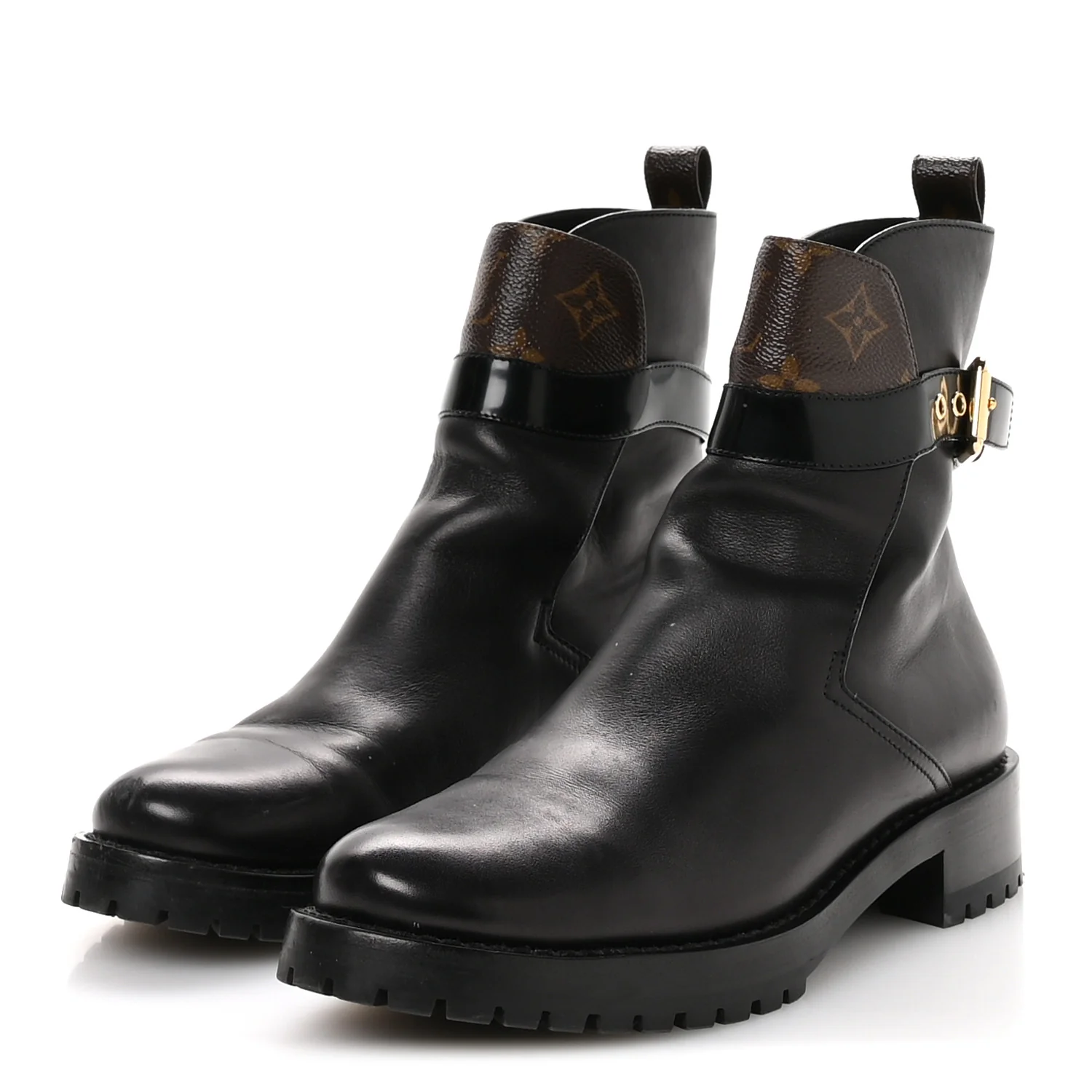 Calfskin Monogram Discovery Flat Ankle Boots 38 Black - Top Club