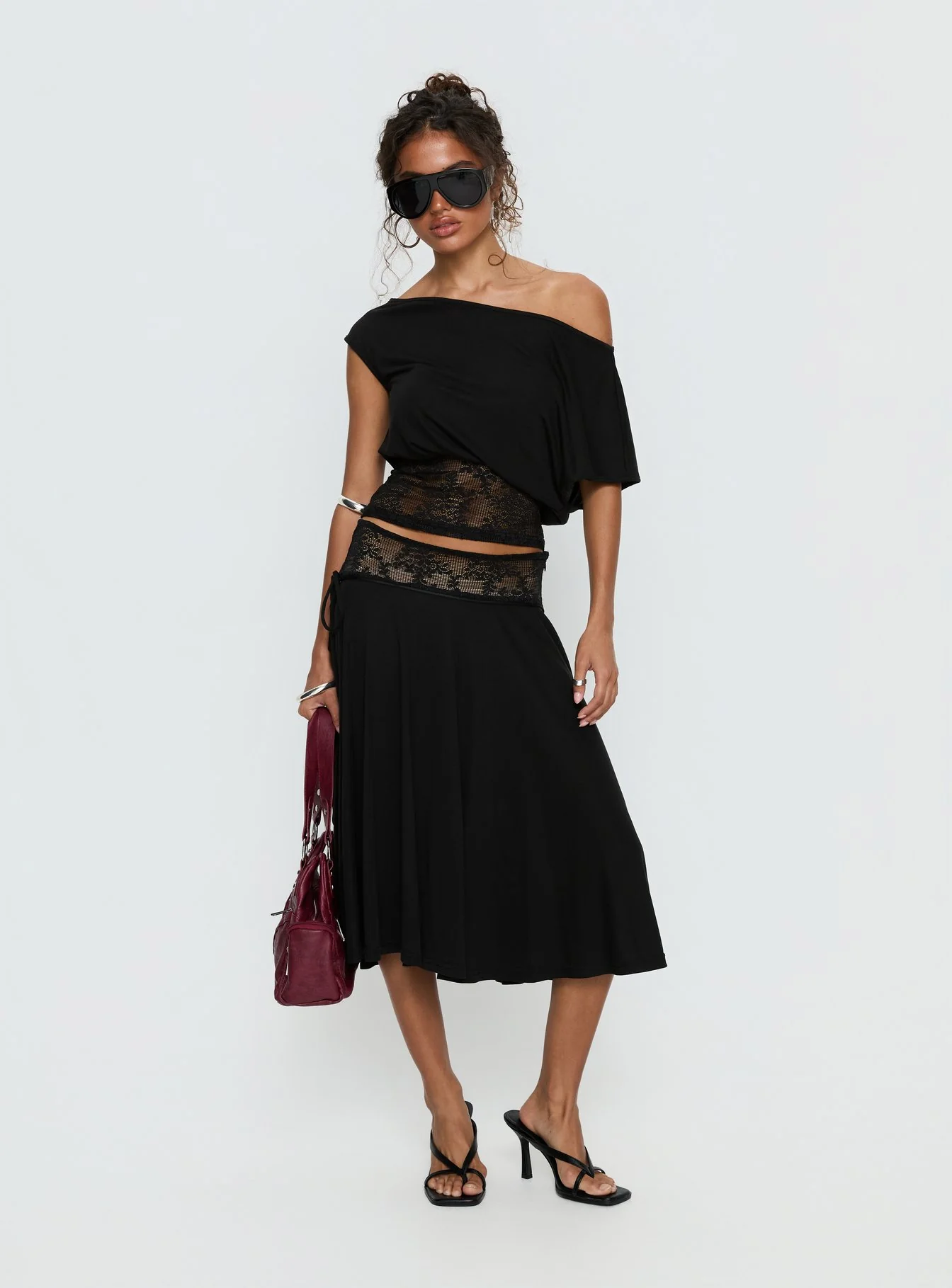 Marienna Lace Midi Skirt Black