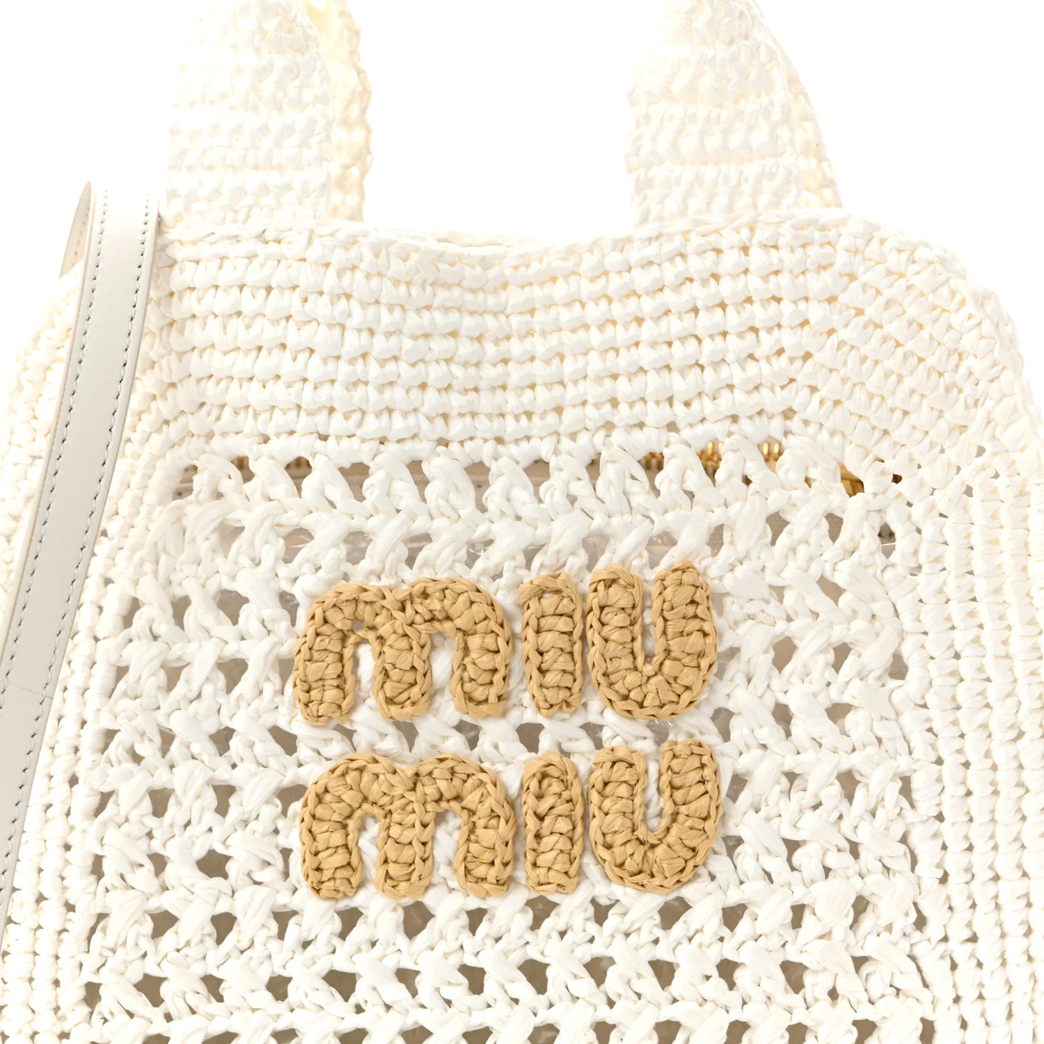 Raffia Crochet Woven Tote Bag White - Top Club