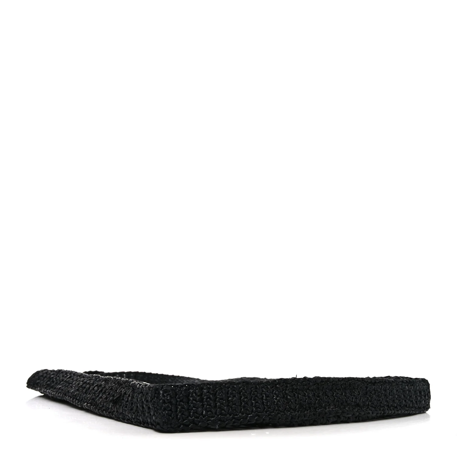 Yarn Raffia Effect Crochet Logo Embroidered Tote Bag Black - Top Club