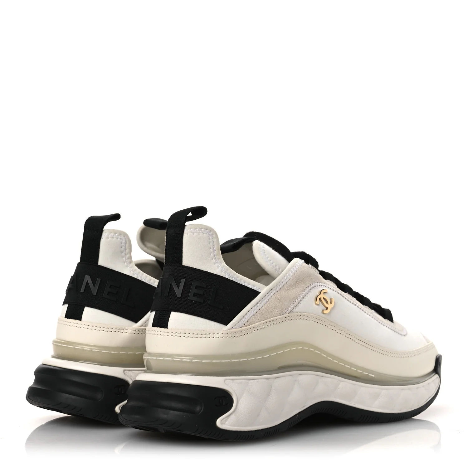 Velvet Calfskin Mixed Fibers CC Sneakers 40.5 Ivory Black - Top Club