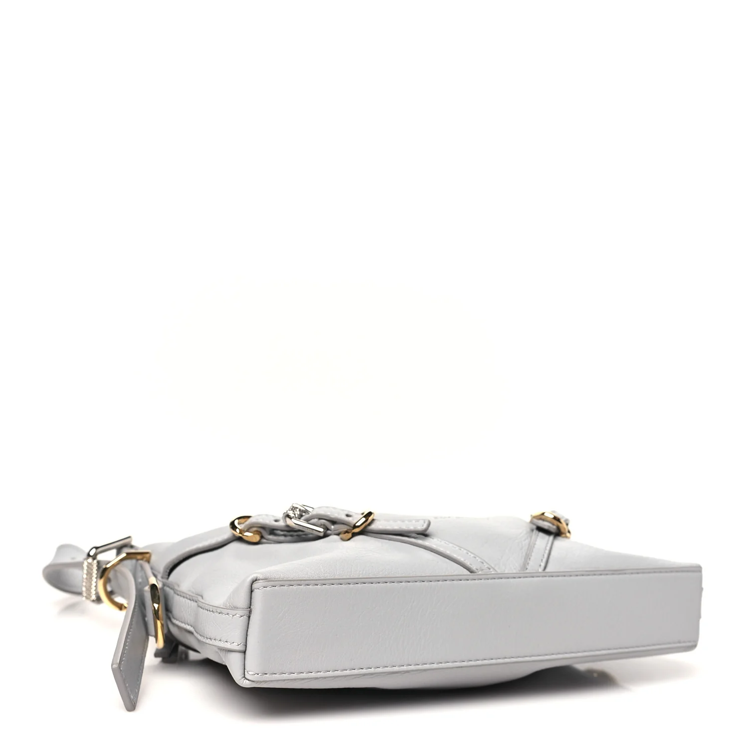 Tumbled Calfskin Mini Voyou Boyfriend Party Bag Light Grey - Top Club