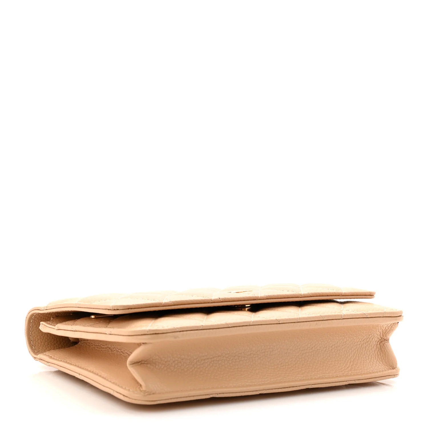 Caviar Quilted Wallet on Chain WOC Beige - Top Club