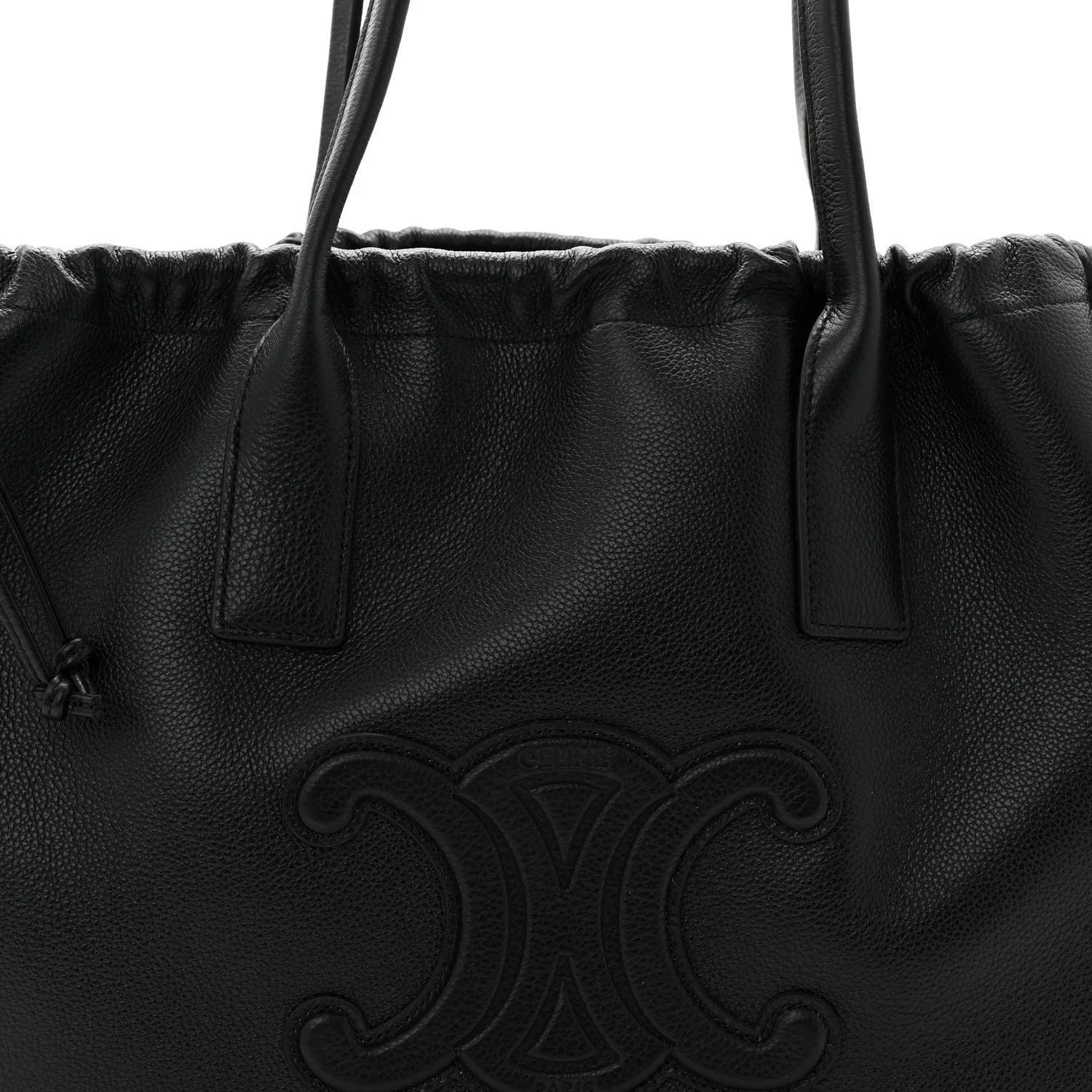 Calfskin Cuir Triomphe Cabas Drawstring Black - Top Club