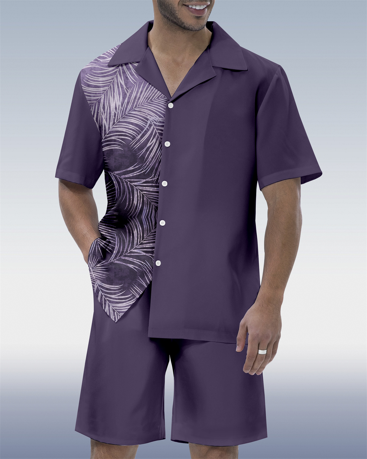 Men's Casual Vacation Hawaiian Cuban Collar Short Sleeve Shirt Set